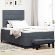 vidaXL Box Spring Säng med Madrass & Bänk Mörkgrå 120x200 cm Sammet