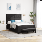 vidaXL Box Spring Säng med madrass & bänk Svart 160x200 cm Sammet