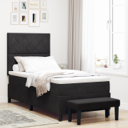 vidaXL Box Spring Säng med Madrass & Bänk Svart 90x200 cm Sammet