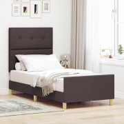 vidaXL Sängram Mörkbrown 90x190 cm Tyg
