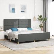 vidaXL Sängram Mörkgrå 200x200 cm Tyger