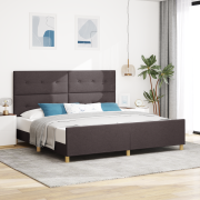 vidaXL Sängram Mörkbrun 200x200 cm Tyg