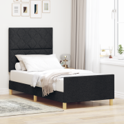 vidaXL Sängram Svart 90x200 cm Tyg