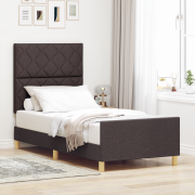 vidaXL Sängram Mörkbrun 90x200 cm Tyg