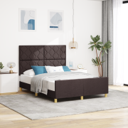 vidaXL Sängram Mörkbrun 140x190 cm Tyg