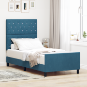 vidaXL Sängram Mörkblå 90x200 cm Sammet