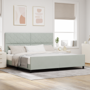 vidaXL Sängram Ljusgrå 200x200 cm Sammet