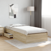 vidaXL Sängram Sonoma Ek 90x190 cm Konstruerat trä