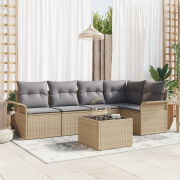 vidaXL 6-delat trädgårdssoffset med kuddar svart poly-rattan