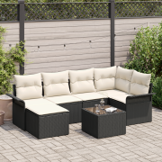 vidaXL 6 Stycken Trädgårdsoff Set med Kuddar Brun Poly Rattan