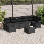 vidaXL 8-delars trädgårdsoffset med kuddar beige poly rattan