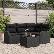 vidaXL 5 Delar Trädgårdsoffset med Kuddar Beige Poly Rattan
