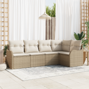 vidaXL 5-delat Trädgårdsoffaset med Kuddar i Beige Polyrotning