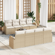 vidaXL 9-delars Trädgårdsssoffset med kuddar Beige Poly Rattan
