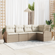 vidaXL 5-delad trädgårdsoffset med dynor - Beige poly rotting