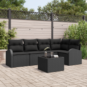 vidaXL 6-delat Trädgårdsoffset med kuddar Beige Poly Rattan