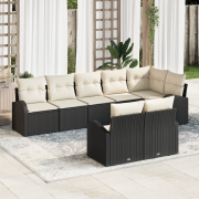 vidaXL 8-delat Trädgårdssoffset med Kuddar Svart Poly Rattan