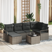 vidaXL 6-delad trädgårdssoffa med kuddar svart poly rattan