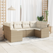 vidaXL 6-delat trädgårdsoffset med kuddar beige polyrotting