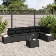 vidaXL 7-delat Trädgårdssoffset med Kuddar Beige Poly Rattan