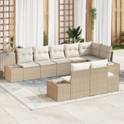 vidaXL 8-delars trädgårdssoffa med kuddar beige polyrotting