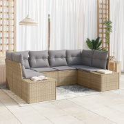 vidaXL 6-delat Trädgårdsoffset med Kuddar Beige Poly Rattan