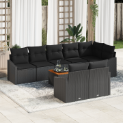 vidaXL 9-delars Trädgårdsoff-set med kuddar Svart Poly Rattan Akacia