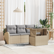 vidaXL 5-delat trädgårdsoff-set med kuddar beige poly-rotting