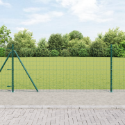 vidaXL Euro Fence med 7 Flangerade Stolpar 1x10 m Galvaniserat Stål