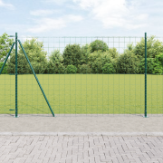 vidaXL Euro Staket med 7 Flänsade Stolpar 1.5x10 m Galvaniserat Stål