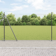 vidaXL Eurostängsel med 7 flänsade stolpar 1,6x10 m galvaniserad stål