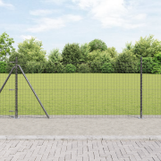 vidaXL Euro Stängsel med 13 Flansade Stolpar 1x25 m Galvaniserat Stål