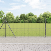 vidaXL Euro Stängsel med 13 Flänsade Stolpar 0.8x25 m Galvaniserat Stå...