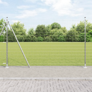 vidaXL Euro Staket med 7 Flansade Stolpar 1,4x10 m Galvaniserat Stål