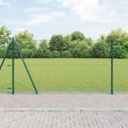 vidaXL Kedjestängsel med 13 flänsade stolpar 1,2x25 m galvaniserat stå...