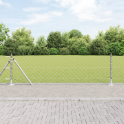 vidaXL Kedjegaller med 7 Flangade Stolpar 0,4x10 m Galvaniserat Stål