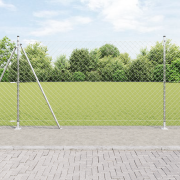 vidaXL Kedjegaller med 7 flänsade stolpar 1.4x10 m Galvaniserat stål