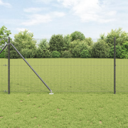 vidaXL Svetsat Trådgärde med 7 Spikposter Grå 1.4x10 m Stål