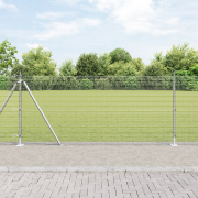 vidaXL Svetsat tråd-stängsel med 13 flangade poster 0.8x25 m Galvanise...