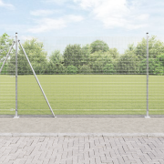 vidaXL svetsat trådstängsel med 13 flänsade stolpar 1.4x25 m galvanise...