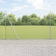 vidaXL Svetsad Trådstängsel med 13 Flangerade Pål 1.6x25 m Galvanisera...