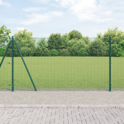 vidaXL Svetsat trådstängsel med 7 flänsposter Grön 1,2x10 m Stål
