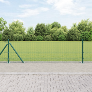 vidaXL svetsade trådgärde med 13 flangade stolpar Grön 0.6x100 m Stål