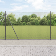 vidaXL Svetsat Trådgaller med 7 Flangerade Stolpar Grå 1.6x10 m Stål