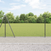 vidaXL Svetsat Trådstaket med 13 Flänsade Poster Grå 1,2x25 m Stål