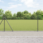 vidaXL Svetsat Wirstängsel med 13 Flangade Stolpar Grå 0.8x50 m Stål