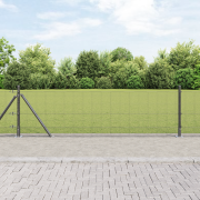 vidaXL svetsat trådgärd med 13 flangade stolpar Grå 0,5x100 m Stål
