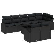 vidaXL 9-delars Trädgårdsoffagrupp med Kuddar Beige Poly Rottin