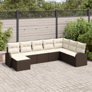 vidaXL 8 Delar Trädgårdsoffaset med Kuddar Brun Poly Rattan
