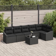 vidaXL 7-delars utemöbelset med kuddar beige polyrotting